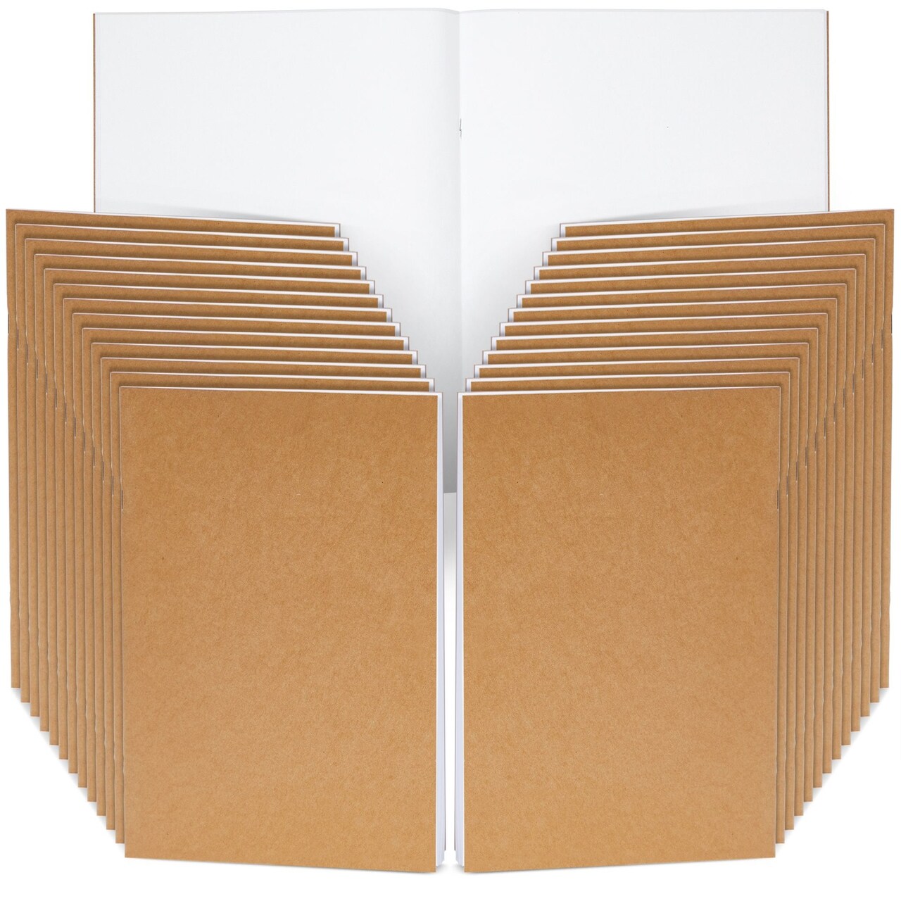 24 Pack Blank Notebook Bulk, Brown Unlined Kraft Paper Journals for Kids Drawing, Sketching, Sketchbooks for Students to Write Stories, Classroom Supplies - A4 8.5x11 inch Letter Size Large
